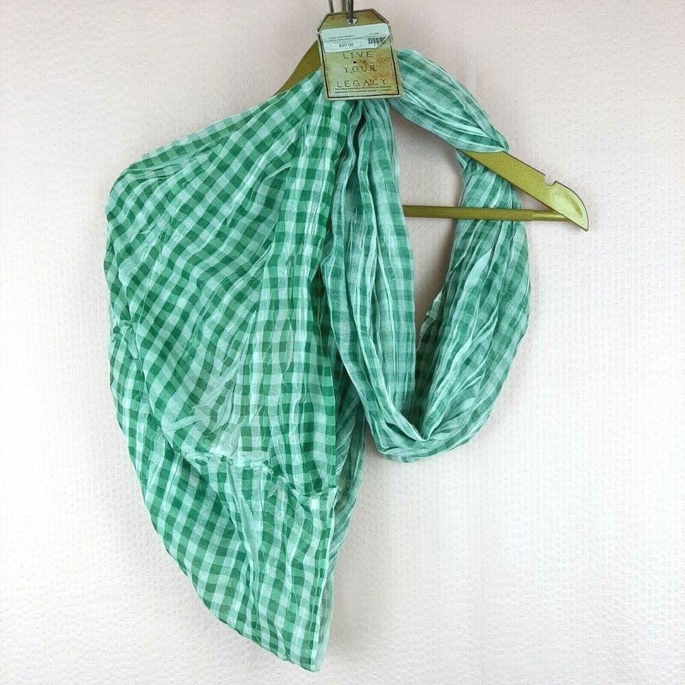 NEW Legacy Infinity Scarf Gingham Plaid Green with Logo